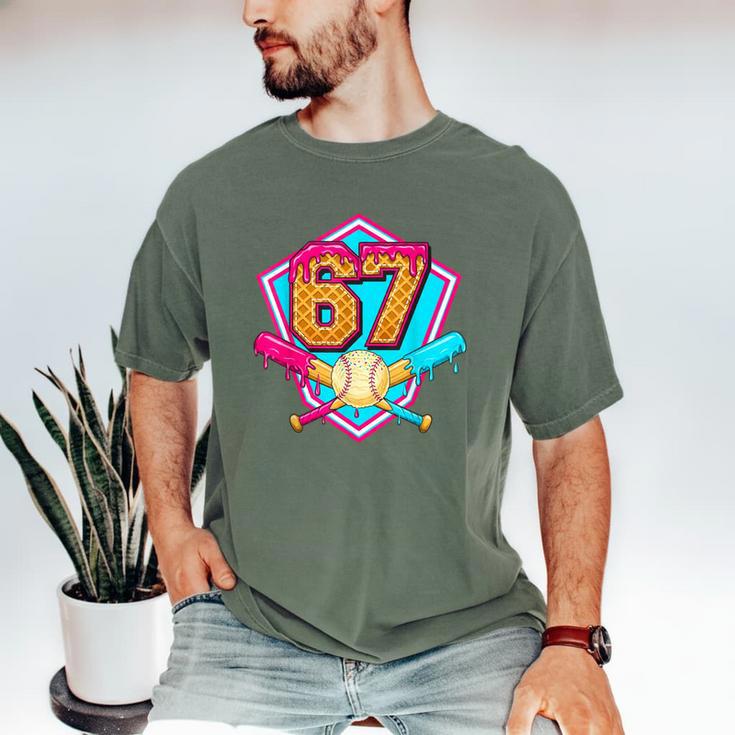Baseball Drip Jersey Number 67 For Players & 67th Birthday Men's Comfort Colors T-Shirt