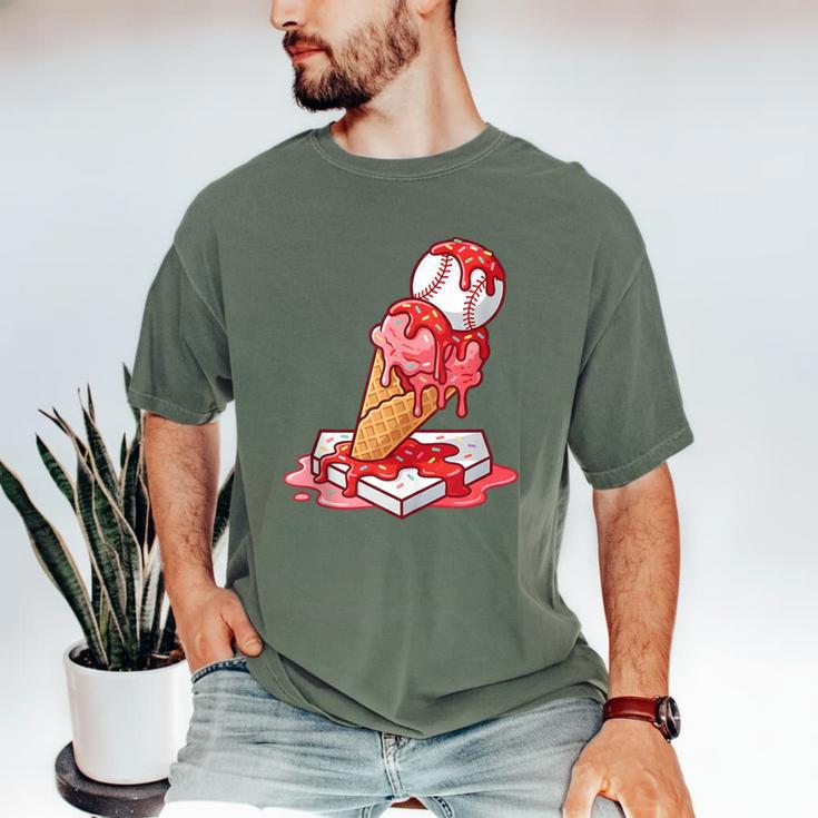 Baseball Ice Cream Drip Youth Strawberry Baseball Red Men's Comfort Colors T-Shirt Baseball Ice Cream Drip Youth Strawberry Baseball Red Men's Comfort Colors T-Shirt