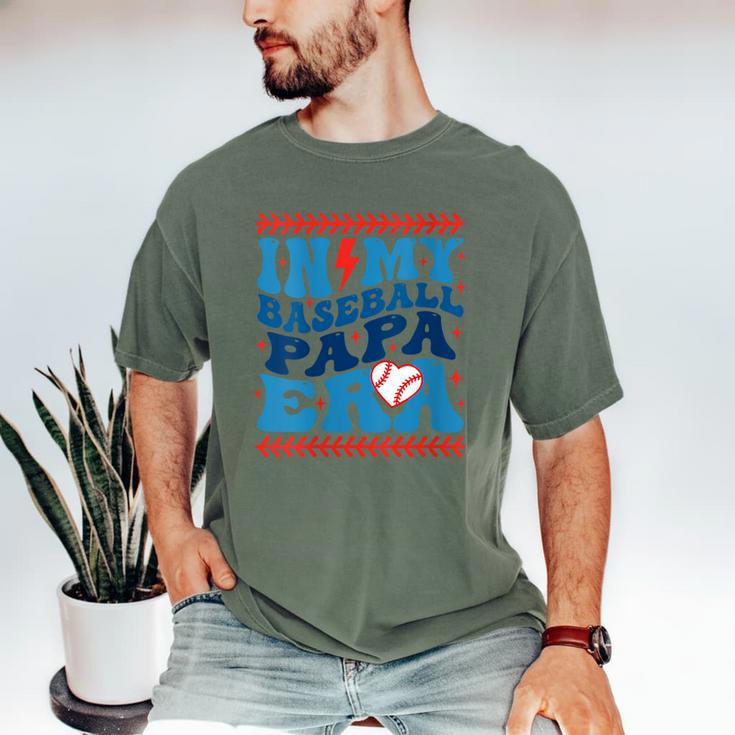 In My Baseball Papa Era Groovy Baseball Dad Family Matching Men's Comfort Colors T-Shirt In My Baseball Papa Era Groovy Baseball Dad Family Matching Men's Comfort Colors T-Shirt