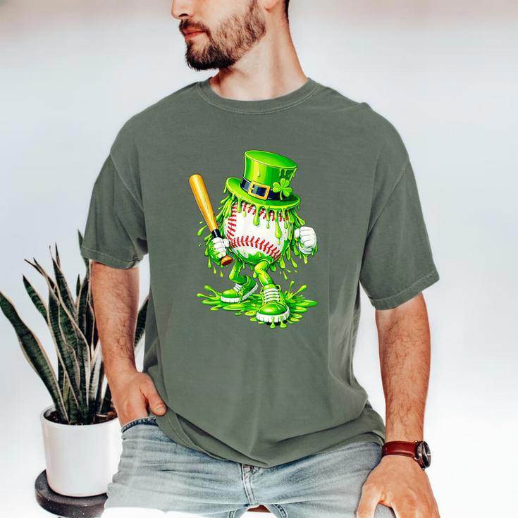 Baseball Player Ice Cream Drip Shamrocks St Patrick's Day Men's Comfort Colors T-Shirt Baseball Player Ice Cream Drip Shamrocks St Patrick's Day Men's Comfort Colors T-Shirt