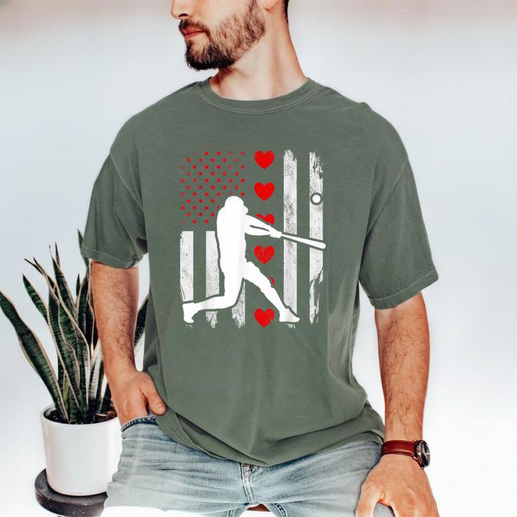 Baseball Silhouette Heart USA Flag Hearts American Boys Kids Men's Comfort Colors T-Shirt Baseball Silhouette Heart USA Flag Hearts American Boys Kids Men's Comfort Colors T-Shirt
