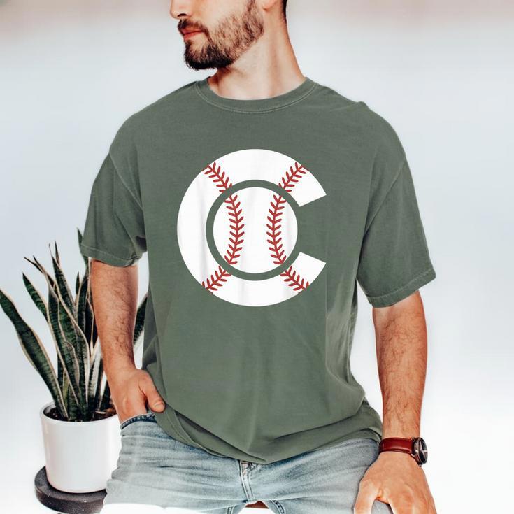 Baseball Sport Player Graphic Monogram Initial Letter C Men's Comfort Colors T-Shirt Baseball Sport Player Graphic Monogram Initial Letter C Men's Comfort Colors T-Shirt