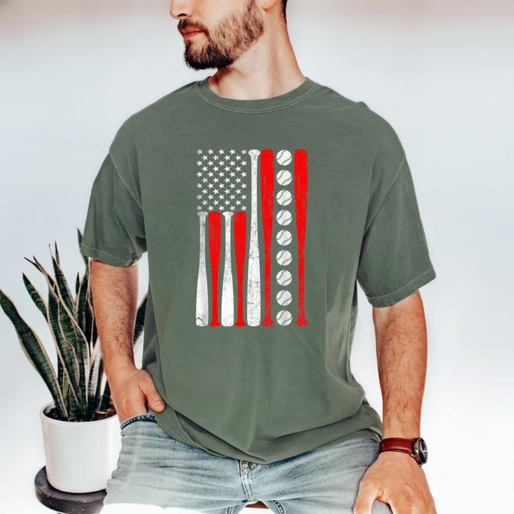 Baseball USA Flag Baseball Lover Baseball Dad Men's Comfort Colors T-Shirt