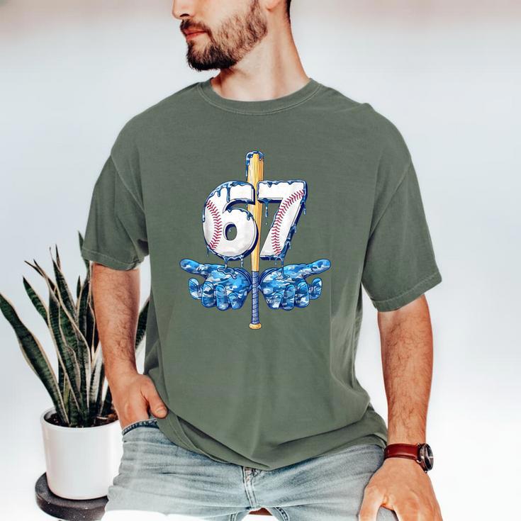 Blue Camo Baseball 67 Six Seven Camo Ice Cream Drip Boy Teen Men's Comfort Colors T-Shirt