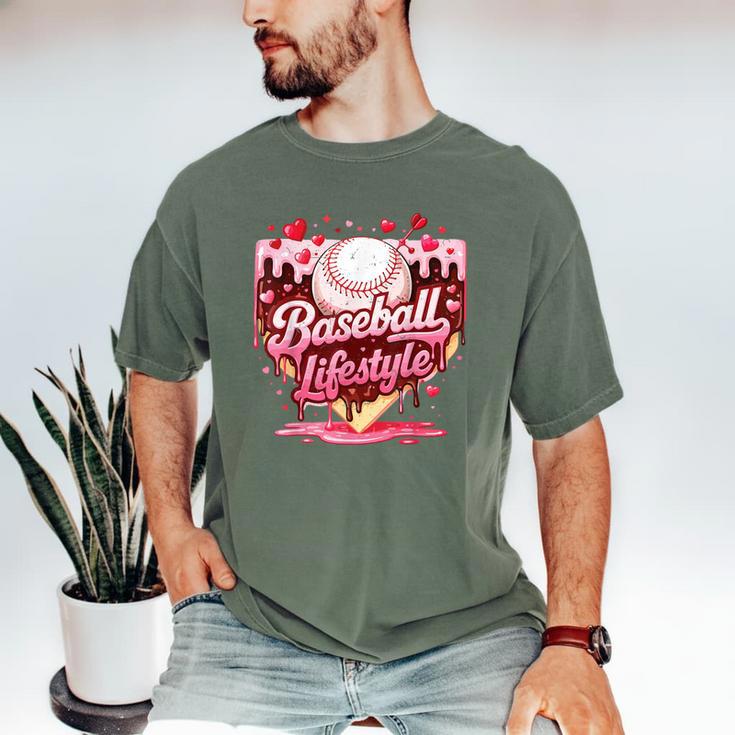 Boys Valentine Baseball Lifestyle Home Plate Ice-Cream Drip Men's Comfort Colors T-Shirt Boys Valentine Baseball Lifestyle Home Plate Ice-Cream Drip Men's Comfort Colors T-Shirt