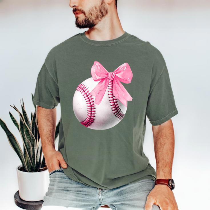 Cute Coquette Baseball Pink Bow Player & Fan Girls Men's Comfort Colors T-Shirt