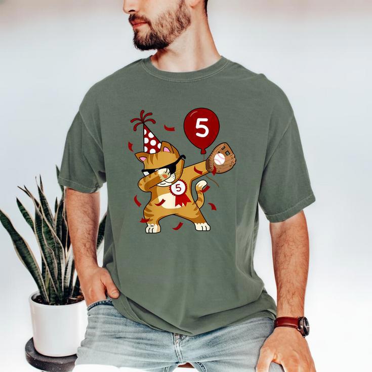 Dabbing Cool Cat Baseball 5th Birthday Men's Comfort Colors T-Shirt Dabbing Cool Cat Baseball 5th Birthday Men's Comfort Colors T-Shirt