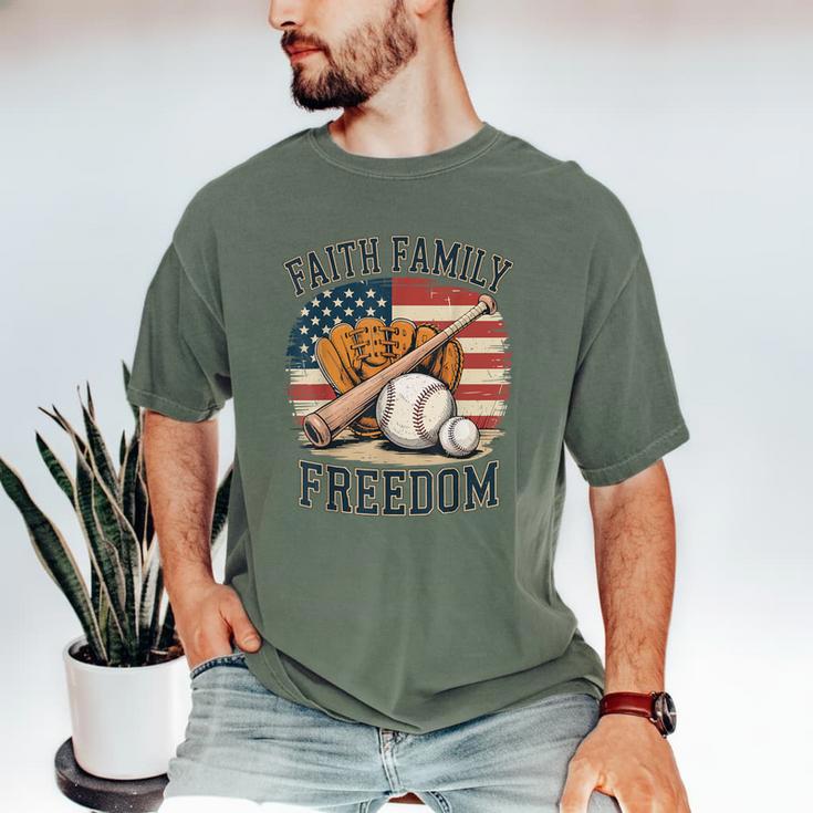 Faith Family Freedom Patriotic Christian Baseball Game Day Men's Comfort Colors T-Shirt Faith Family Freedom Patriotic Christian Baseball Game Day Men's Comfort Colors T-Shirt