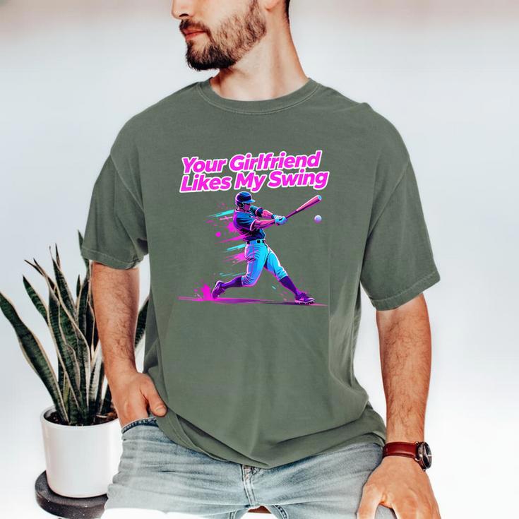 Your Girlfriend Likes My Swing Baseball Quote Boys Men Men's Comfort Colors T-Shirt