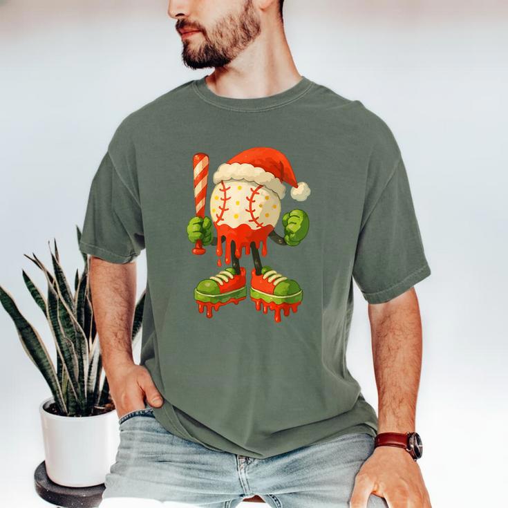 Ice Cream Drip Baseball Christmas Baseball Drip Candy Cane Men's Comfort Colors T-Shirt Ice Cream Drip Baseball Christmas Baseball Drip Candy Cane Men's Comfort Colors T-Shirt