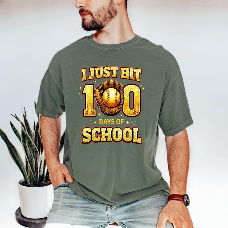 I Just Hit 100 Days Of School Baseball Boys Kids 100th Day Men's Comfort Colors T-Shirt I Just Hit 100 Days Of School Baseball Boys Kids 100th Day Men's Comfort Colors T-Shirt