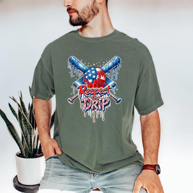 Respect The Drip Baseball American Flag Ice Cream Drip Youth Men's Comfort Colors T-Shirt Respect The Drip Baseball American Flag Ice Cream Drip Youth Men's Comfort Colors T-Shirt