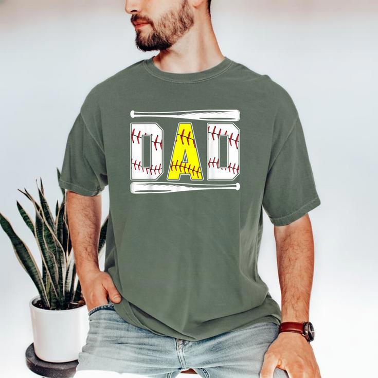 Softball Baseball Dad Of Ballers Baseball Softball Dad Men's Comfort Colors T-Shirt