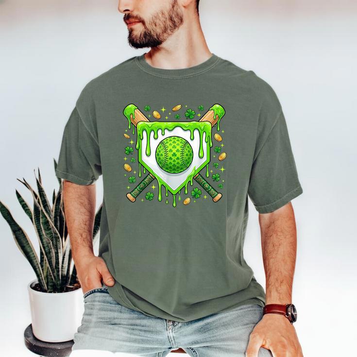 St Patrick Day Baseball Drip Ice Cream Boys Men Men's Comfort Colors T-Shirt