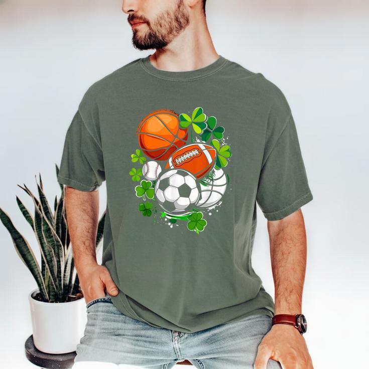 St Patricks Day Shamrock Basketball Baseball Football Soccer Men's Comfort Colors T-Shirt St Patricks Day Shamrock Basketball Baseball Football Soccer Men's Comfort Colors T-Shirt