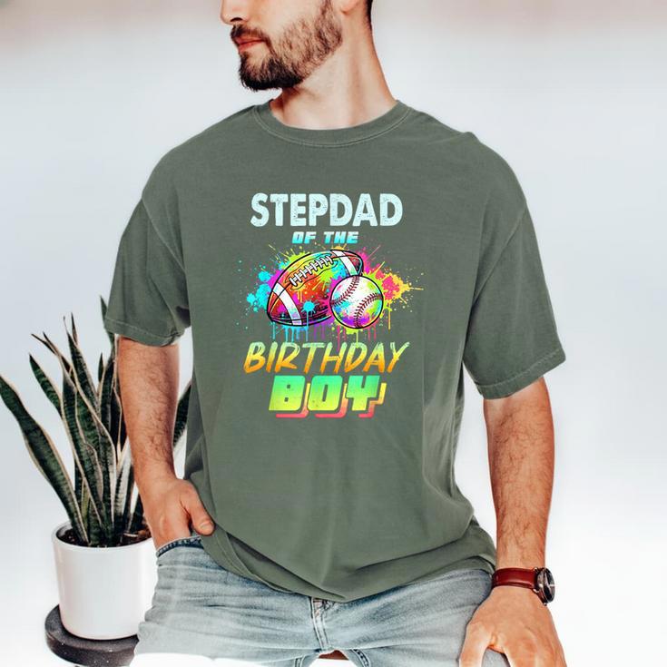 Stepdad Of The Birthday Boy Baseball Football Colorful Men's Comfort Colors T-Shirt Stepdad Of The Birthday Boy Baseball Football Colorful Men's Comfort Colors T-Shirt