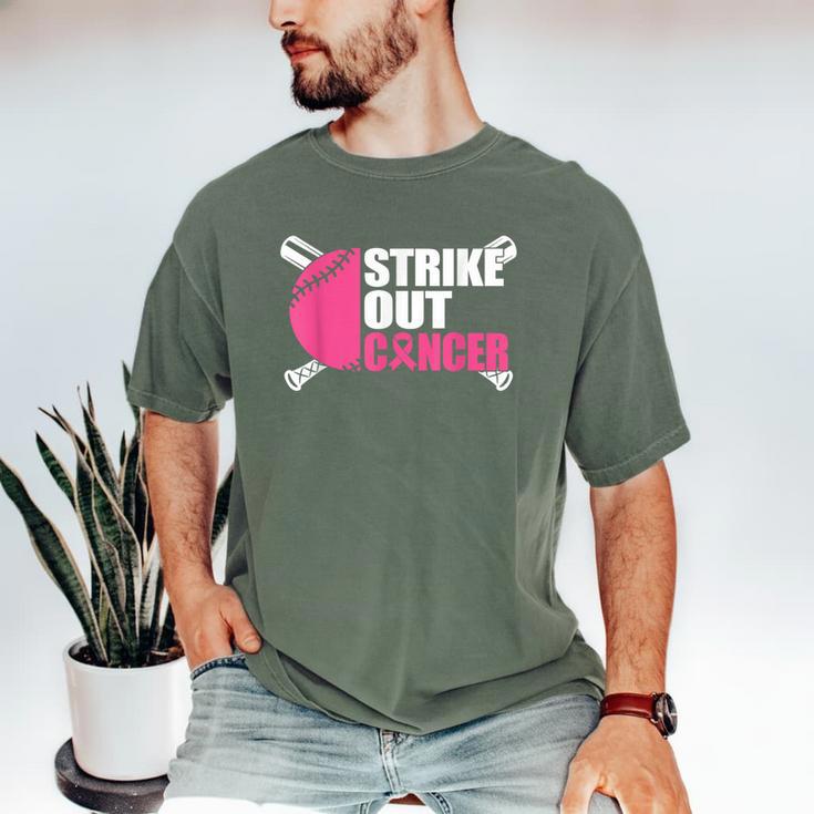 Strike Out Cancer Breast Cancer Awareness Baseball Warrior Men's Comfort Colors T-Shirt Strike Out Cancer Breast Cancer Awareness Baseball Warrior Men's Comfort Colors T-Shirt