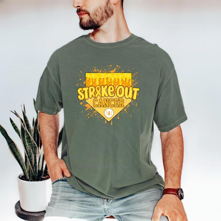 Strike Out Childhood Cancer Boys Baseball Drip Gold Ribbon Men's Comfort Colors T-Shirt