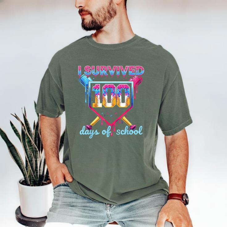 I Survived 100 Days Of School Baseball Boys Students Men's Comfort Colors T-Shirt