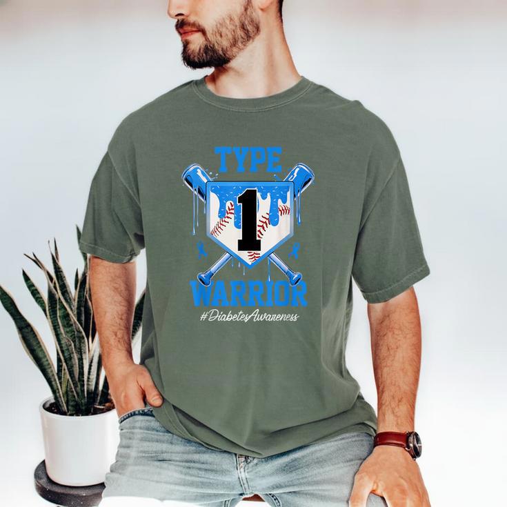 T1D Warrior Baseball Drip Diabetes Awareness Blue Ribbon Men's Comfort Colors T-Shirt T1D Warrior Baseball Drip Diabetes Awareness Blue Ribbon Men's Comfort Colors T-Shirt