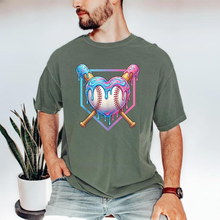 Valentines Baseball Heart Dripping Ice Cream Gen Z Alpha Men's Comfort Colors T-Shirt