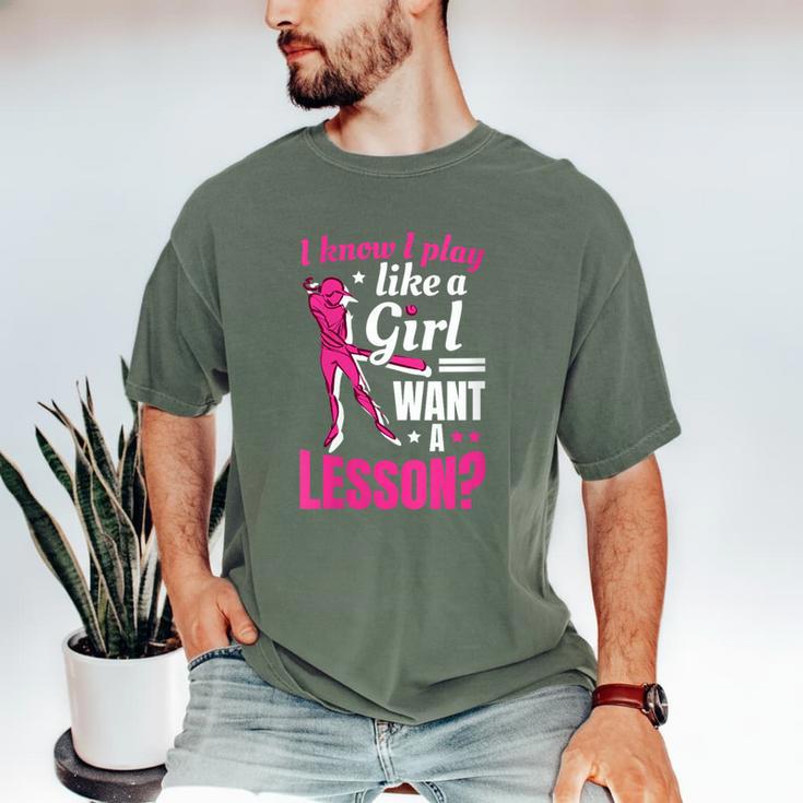 Women's Play Like A Girl Softball Baseball Girls Men's Comfort Colors T-Shirt