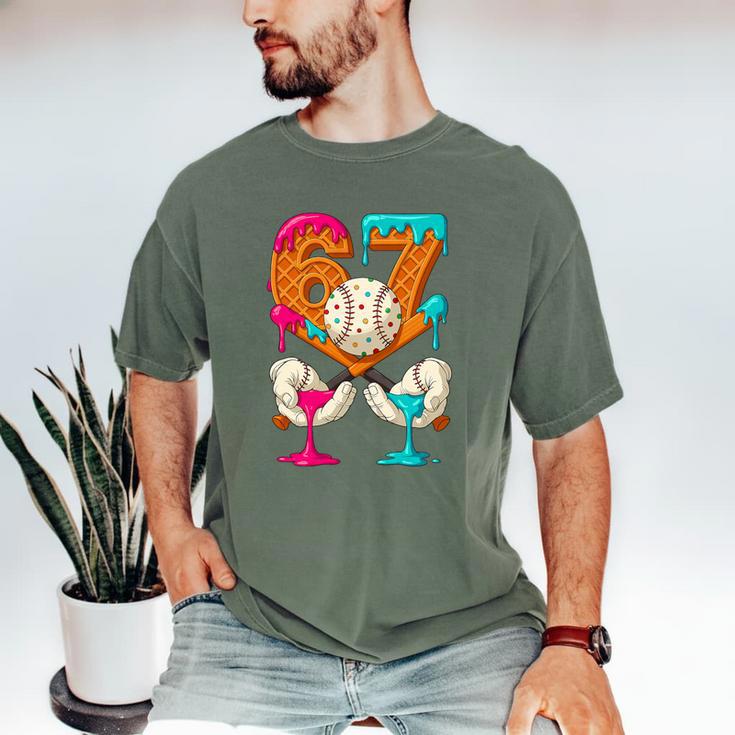 67 Ice Cream Drip Baseball Number 67 Player 67th Birthday Premium Tri-Blend Men's Comfort Colors T-Shirt