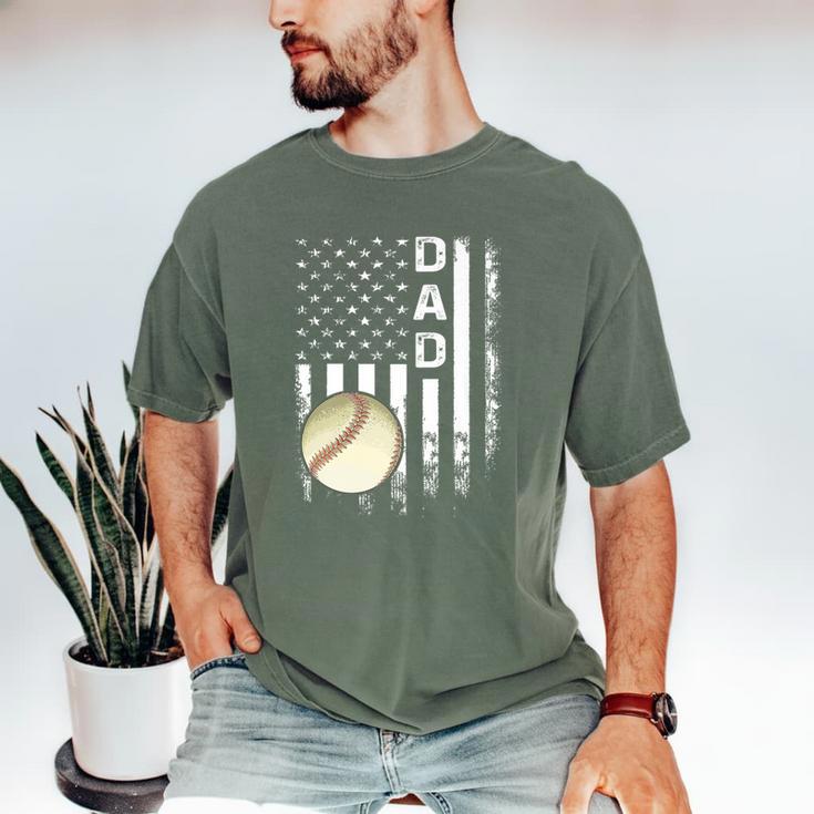 Baseball Dad America Flag Vintage Christmas Xmas Premium Men's Comfort Colors T-Shirt