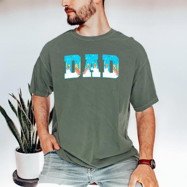 Baseball Dad Ice Cream Drip Happy Fathers Day Premium Men's Comfort Colors T-Shirt