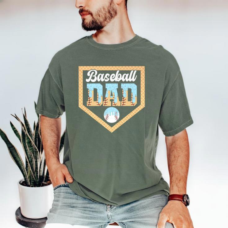 Baseball Dad Ice Cream Drip Home Plate Cool Fathers Day Premium Men's Comfort Colors T-Shirt