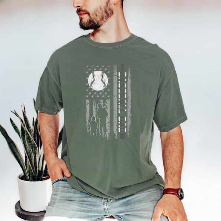 Baseball Dad Silhouette Bat Flag Stars Premium Men's Comfort Colors T-Shirt