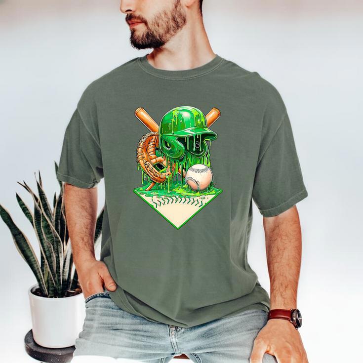 Baseball Life Style Ice Cream Drip Green Premium Tri-Blend Men's Comfort Colors T-Shirt