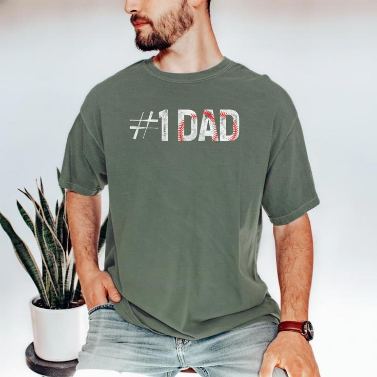 Baseball Player Number One Baseball Dad Father's Day Raglan Baseball Tee Men's Comfort Colors T-Shirt