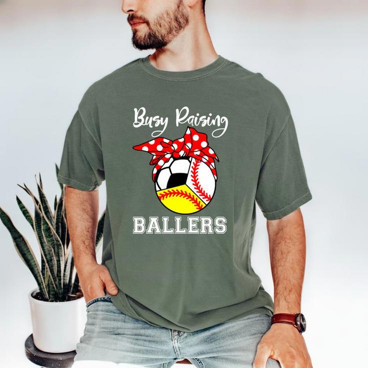 Busy Raising Ballers Baseball Softball Soccer Mom Premium Tri-Blend Men's Comfort Colors T-Shirt