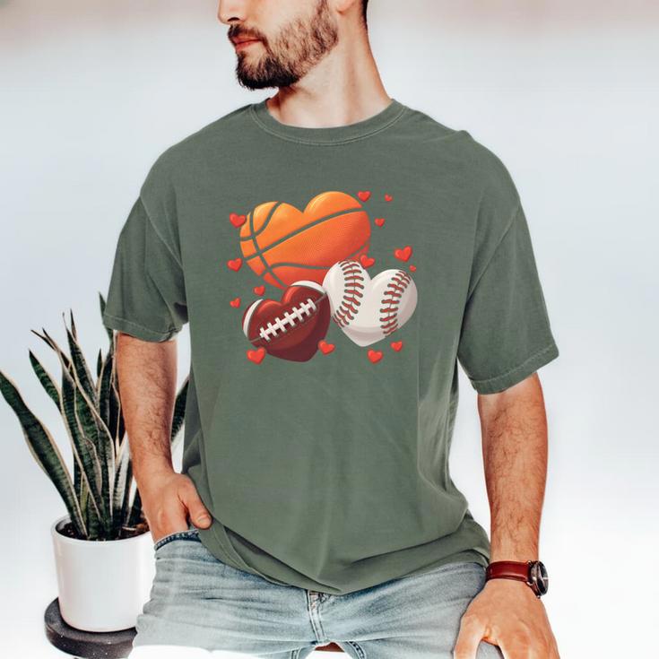 Football Basketball Baseball Heart Valentine Boys Men Kid Men's Comfort Colors T-Shirt
