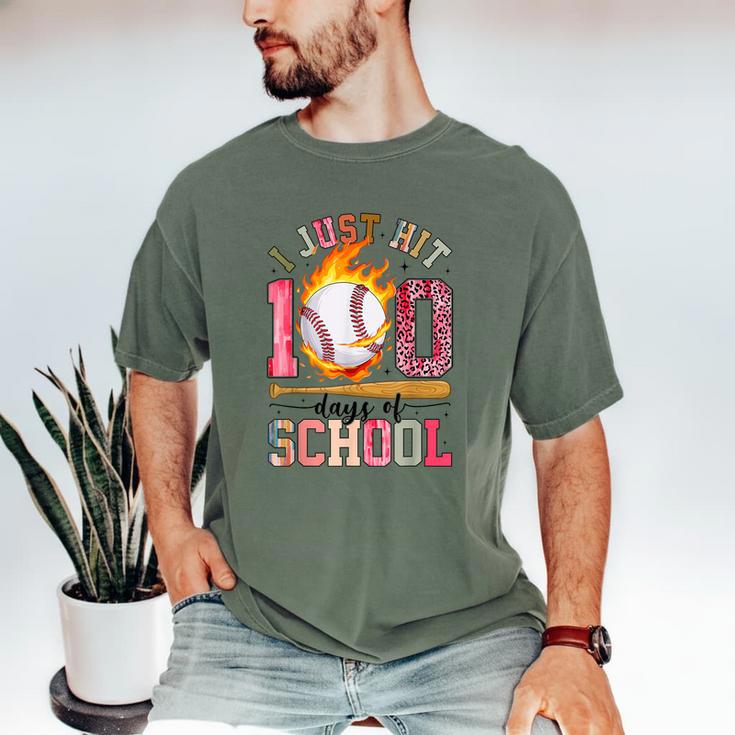 I Just Hit 100 Days Of School Baseball Lovers Fans Boys Kids Men's Comfort Colors T-Shirt
