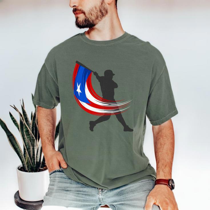 Puerto Rico Baseball Flag Player Boricua Heritage Sports Men's Comfort Colors T-Shirt