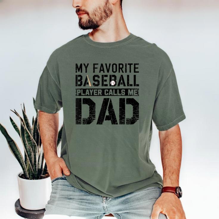 Retro Baseball Dad My Favorite Baseball Player Calls Me Dad Men's Comfort Colors T-Shirt