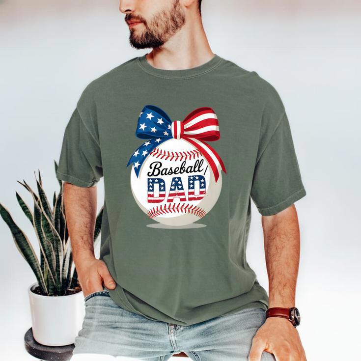 Vintage Baseball Dad Patriotic USA Flag 4th Of July Fathers Premium Men's Comfort Colors T-Shirt