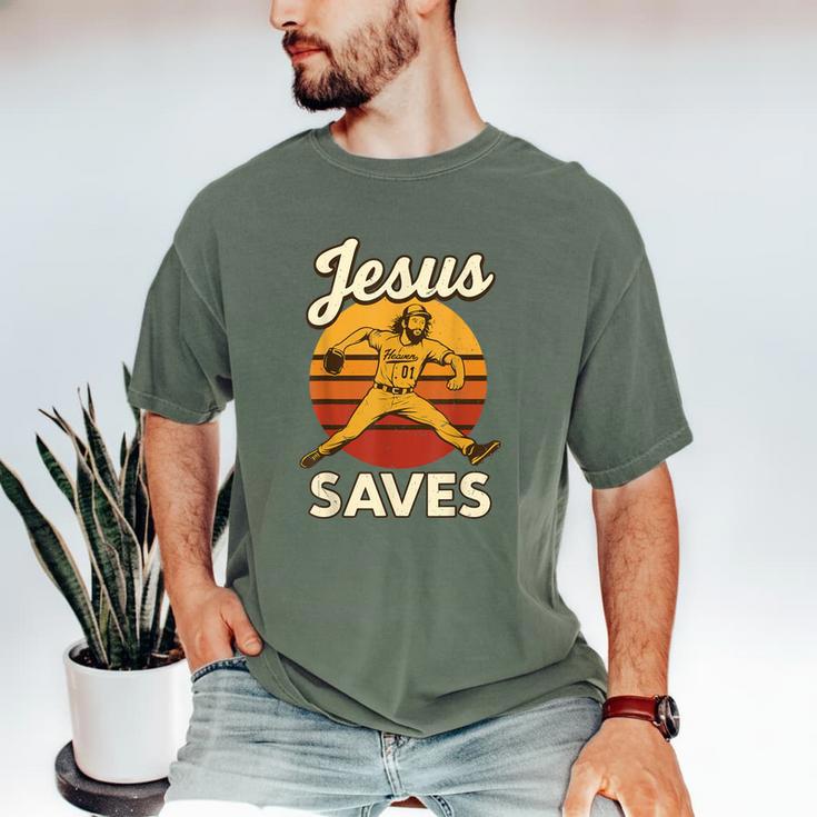 Youth Boy Baseball Jesus Saves Christian Baseball Religious Men's Comfort Colors T-Shirt