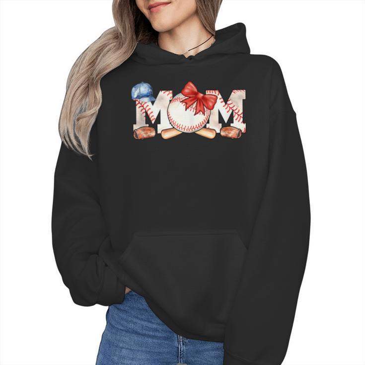 Ball Mom Bow Tie Baseball Mom Wmen Hoodie