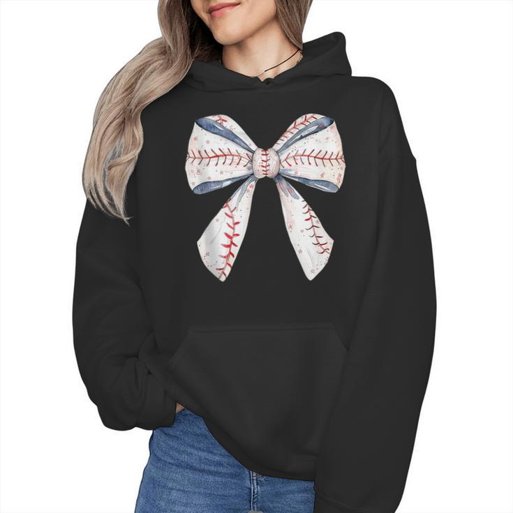 Baseball Mom Coquette Bow Baseball Mama Wmen Hoodie