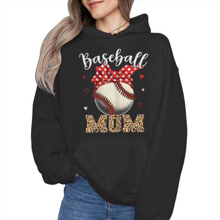 Baseball Mom Headband Leopard Baseball Ball Mother's Day Wmen Hoodie
