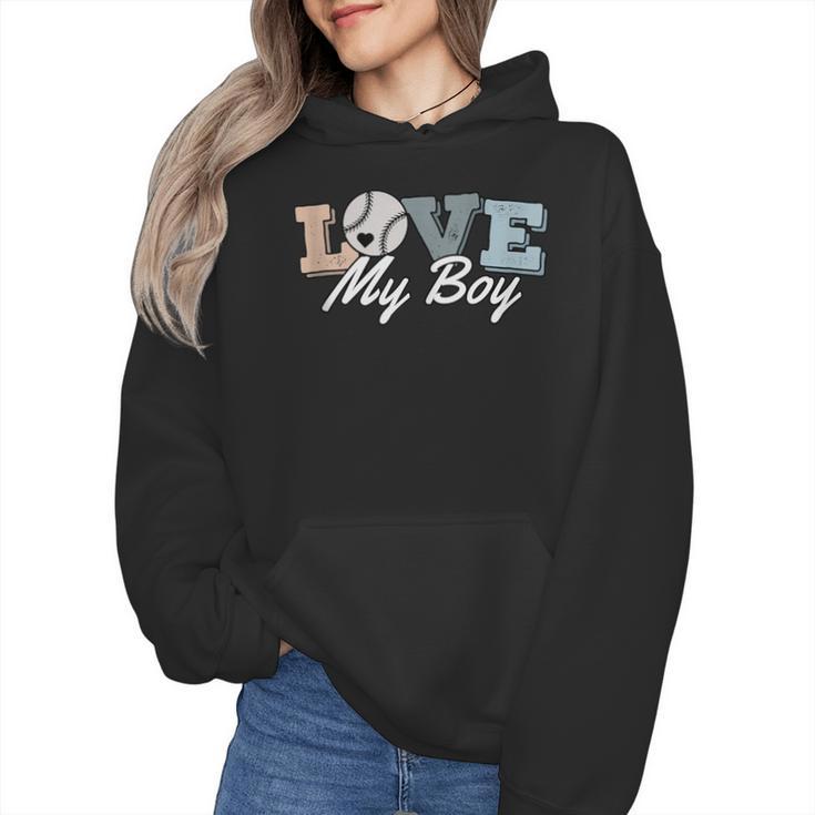 Baseball Mom Love My Boy Retro Casual Letter Print Wmen Hoodie
