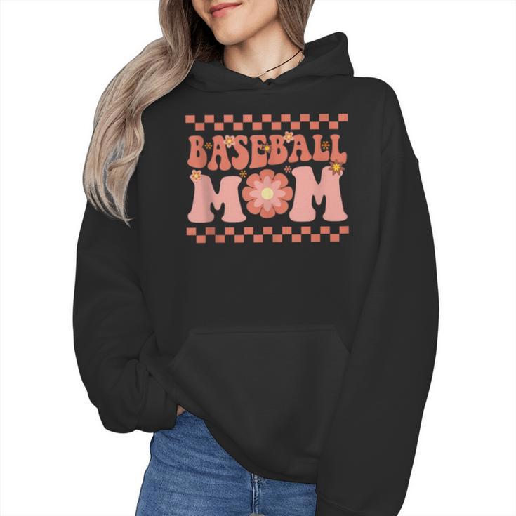 Baseball Mom Baseball Player Mama Women Groovy Wmen Hoodie