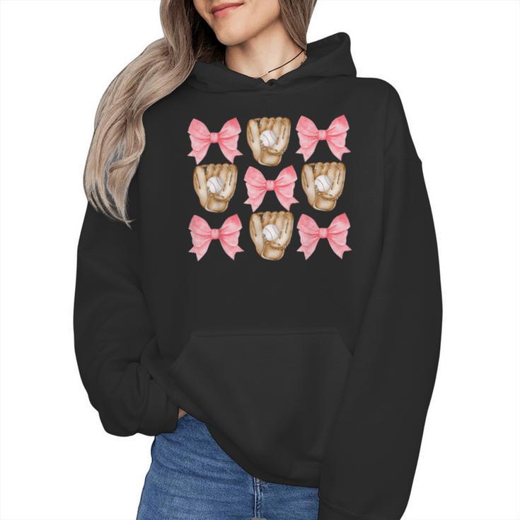 Baseball Mom Sister Tween Teen Girl Girly Pink Bow Preppy Wmen Hoodie