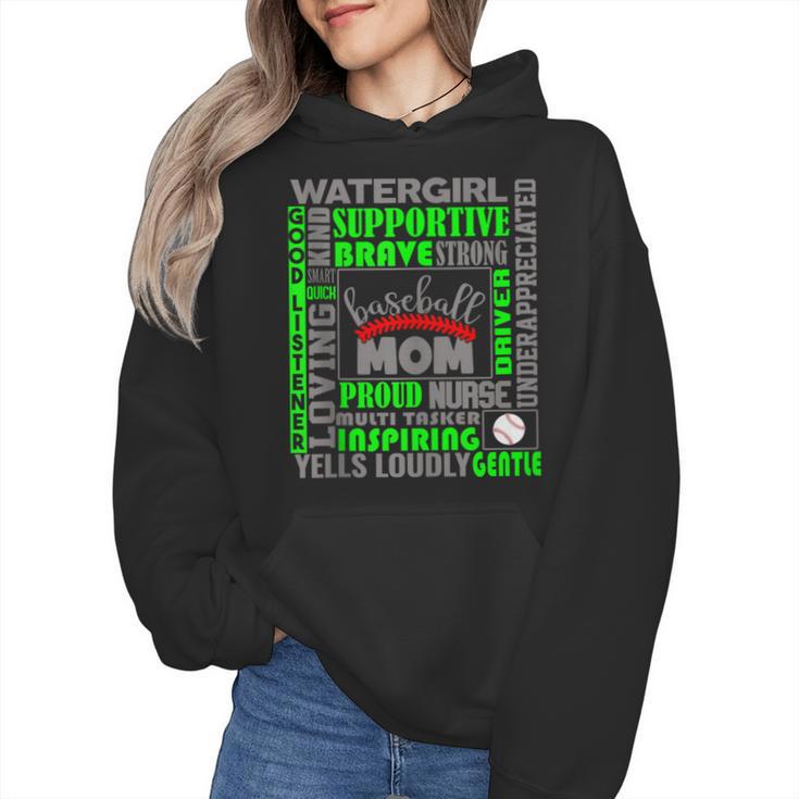 Baseball Mom Traits For Great Mothers Grey And Green Wmen Hoodie