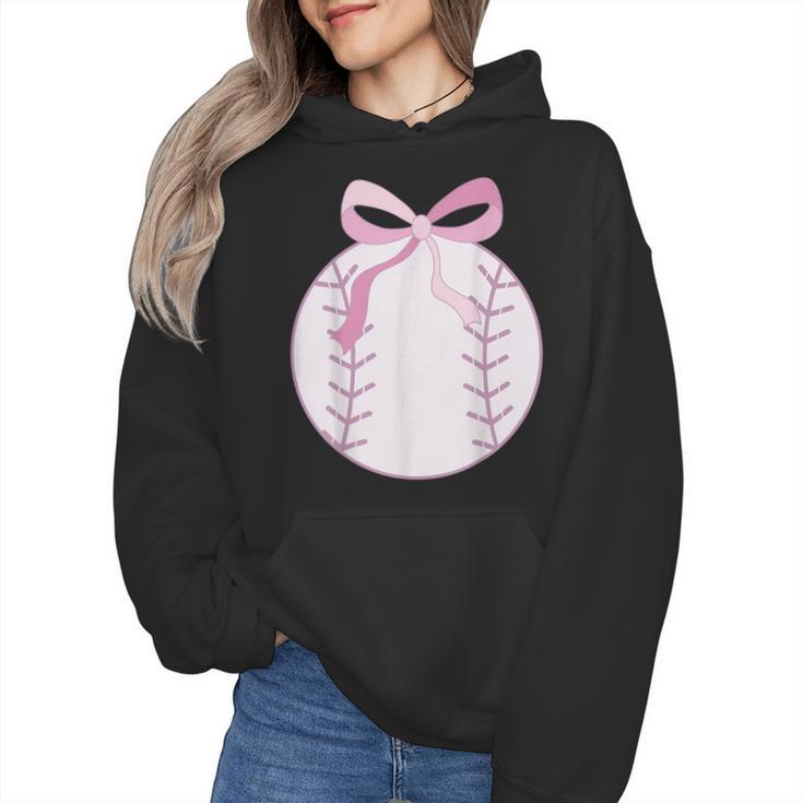 Coquette Baseball Mom Pink Bow Baseball Mama Wmen Hoodie