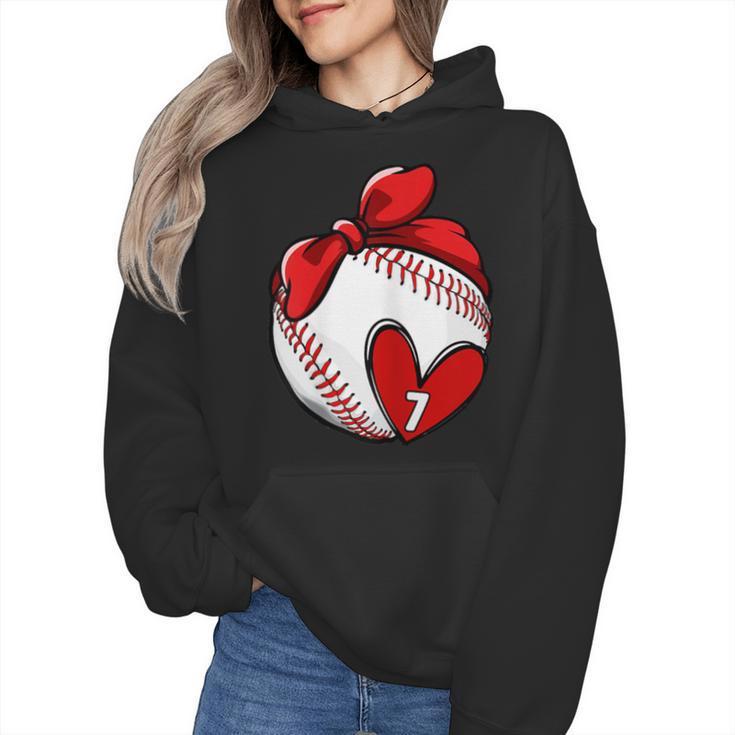 Custom Baseball Mom Number 7 Heart For Mom Mommy Wmen Hoodie