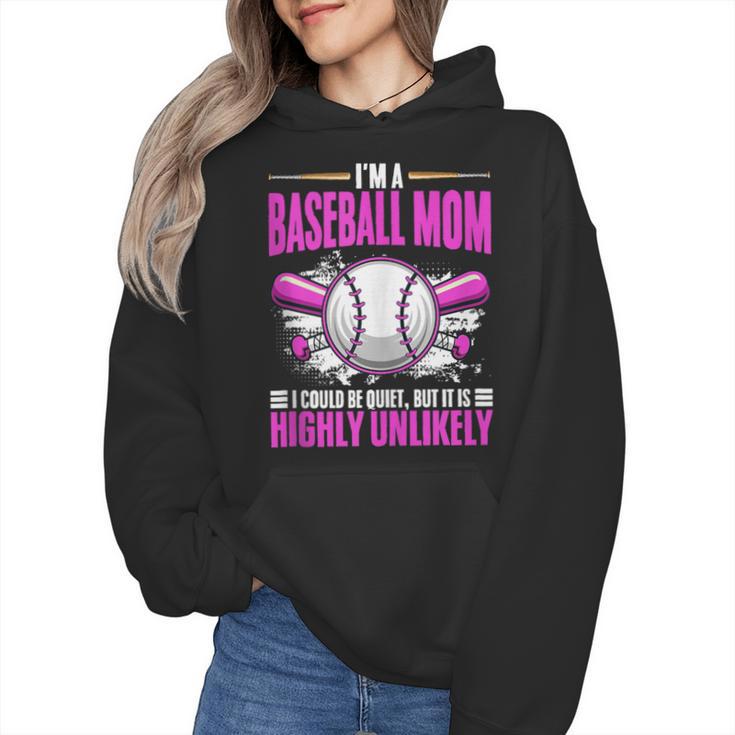 I'm A Baseball Mom Baseball Pitcher Catcher Baseball Player Wmen Hoodie